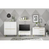 INOSIGN Wohnwand »Torge, Anbauwand, Schrankwand, Mediawand, Wohnzimmer-Set«, (4 St.), enthält Lowboard, Sideboard, Highboard + Wandboard, 361 cm breit, weiß