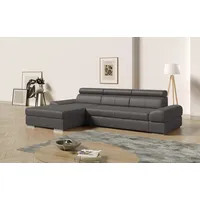 Ecksofa SIT & MORE "Broadway L-Form" Sofas Gr. B/H/T: 284cm x 79cm x 171cm, Luxus-NaturLEDER, Recamiere links, mit Bettfunktion, braun (mokka) inklusive Kopfteilverstellung, wahlweise mit Bettfunktion