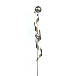 Edelstahl Gartenstecker Dekoration Spirale mit 2 Kugeln