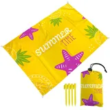 FANSU Strandmatte Outdoor, Sommer Strand Picknickdecke Wasserdicht Picknickdecke Wasserdicht Picknickdecke Stranddecke, Waschbare Stranddecke für Wandern Strand Reisen Pic (100x140cm,Sonne)