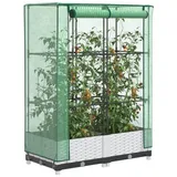 vidaXL Hochbeet mit Gewächshaus-Aufsatz Rattan-Optik 80x40x123 cm