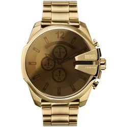 Chronograph DIESEL "MEGA CHIEF", gold (gelbgoldfarben), Armbanduhren, Herren, Quarzuhr, Armbanduhr, Herrenuhr, Stoppfunktion, Edelstahlarmband