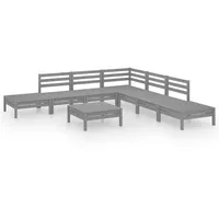 vidaXL Garten-Lounge-Set 8-tlg. Massivholz Kiefer grau