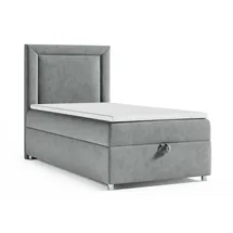4mybaby GmbH Best for Home Boxspringbett mit Bettkasten Trinity K3-SINGLE 90x200 Bonellfederkern inkl. Topper | Grau | Grau