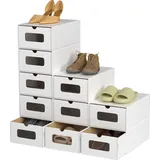 Ikodm 20x Schuhboxen mit Sichtfenster Schuhaufbewahrung Aufbewahrungsbox Stapelbar Storage Box Schuhbox Schuhkarton Schuhschachtel Allzweckbox Weiß - Weiß
