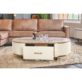 KAWOLA Couchtisch MARIA Weiß Kunstleder 130 x 45 cm