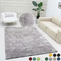 Bruno Banani Teppich Dana Teppich, besonders weich und kuschelig, Kundenliebling, rechteckig, Höhe: 30 mm, uni, Mikrofaser Teppiche, Wohnzimmer, Schlafzimmer, Esszimmer silberfarben rechteckig | 200 cm x 300 cm x 30 mm