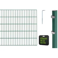 GAH Alberts Alberts Doppelstabmattenzaun-Grundset, Länge 10 m, zum Einbetonieren grün, Mattenhöhe: 1200 mm)