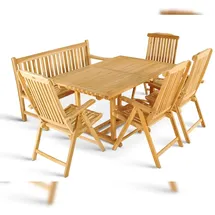 möbelliebling Gartenmöbel Set 6tlg mit Bank Teak Gartentisch ausziehbar 180-240 cm KUBA/ARUBA