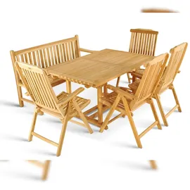 möbelliebling Gartenmöbel Set 6tlg mit Bank Teak Gartentisch ausziehbar 180-240 cm KUBA/ARUBA