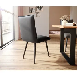 DeLife Esszimmerstuhl Lelio-Flex Echt-Leder Schwarz 4-Fuß konisch Schwarz Taschenfederkern, Esszimmerstühle