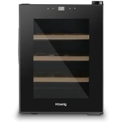 H.Koenig AGE12 Weinkühlschrank / 12 Flaschen / Temperatur von 11°C bis 18°C / LED-Temperaturanzeige / Holzlagerböden