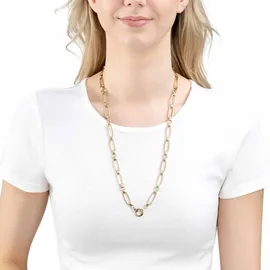 LEONARDO Charm-Kette "Halskette Mathilde Clip&Mix", (gelbgoldfarben), Halsketten, Damen, Edelstahl, L: 65 B: 8mm, B:8mm