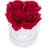 Relaxdays Rosenbox rund, 4 Rosen, stabile Flowerbox weiß, Lange Haltbarkeit, Geschenkidee, dekorative Blumenbox, rot