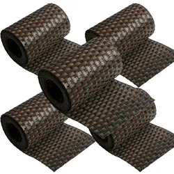 NYVI Polyrattan Sichtschutzstreifen Privafence 255x19 cm - Sichtschutz für Doppelstabmatten Zaun 5 Rollen Braun & Schwarz