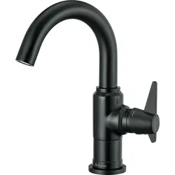 Waschtischarmatur DEANTE "»Temisto«, Waschbeckenarmatur in langlebiger Nero-Beschichtung", schwarz, B:5cm H:22,7cm T:17cm, Messing, Armaturen, Mit Hebel an der Seite, der die Sauberhaltung der Armatur erleichtert