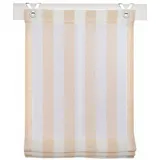 Kutti Raffrollo Bornholm, mit Hakenaufhängung, ohne Bohren, halbtransparent, Polyester, gewebt, Streifen, mit Edelstahlhaken beige 45 cm x 130 cm