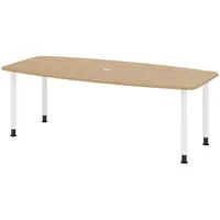 Bümö Konferenztisch, Eiche, Weiß, Nachbildung,Eiche, Oval, 220x74x103 cm, FSC
