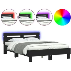 vidaXL Bett mit LED-Beleuchtung und Matratze Schwarz 120x200 cm