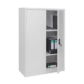 Mendler Aktenschrank HWC-H17, Stahlschrank Büroschrank, 2 Türen ~ 140x90x40cm grau