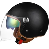 Motorradhelm Rollerhelm Retro Helm Motorrad Mit Doppelbrille Herausnehmbares Futter Chopper Helm Mit ECE Zulassung Motorradhelm Halbschale Für Erwachsener Herren Damen