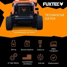 FUXTEC Rasentraktor FX-RMT84M, 83 cm Schnittbreite, schwarz