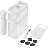 Zwilling FRESH & SAVE CUBE Vakuum Starter Set, M, 5-teiliges Vakuum-Aufbewahrungsset inkl. 2x CUBE Boxen M, Vakuumpumpe, Messlöffel, NFC-Etiketten