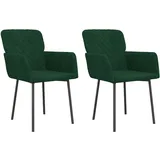 vidaXL Esszimmerstuhl Samt dunkelgrün 2er Set