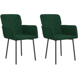 vidaXL Esszimmerstuhl Samt dunkelgrün 2er Set