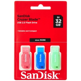 SanDisk Cruzer Blade 32 GB blau/pink/grün USB 2.0 3er Pack