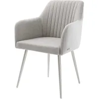 DeLife Polsterstuhl Greg-Flex 4-Fuß konisch Edelstahl Stripes Hellgrau Taschenfederkern