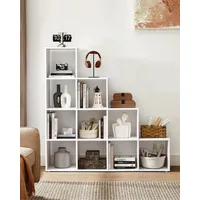 VASAGLE Bücherregal Treppenfächer Holzregal - 10 Würfel