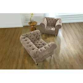 Home Affaire Chesterfield-Sessel Tinnum Luxus-Microfaser 106 x 77 x 87 cm Beige