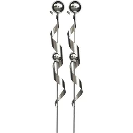 Harms Import Edelstahl Gartenstecker Spiralen Design 140 cm Weiß