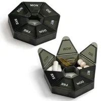 Longivia® Tablettenbox 7 Tage auf Deutsch Schwarz Pillendose mit Große Fächer - Klein Rund Medikamentenbox, Dosette für Medikamente, Pillen Organizer, Pill Box 7 Days, Tablettenspender