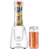 Sencor Ultra-leistungsstarker Smoothie Maker 500W, 2 Tritan-Flaschen 0,6L & 0,3L BPA-frei, Titan Anti-Oxidations-Klingen - Der leistungsstärkste Mini Blender, Ideal für Smoothies, Suppen & mehr - Weiß