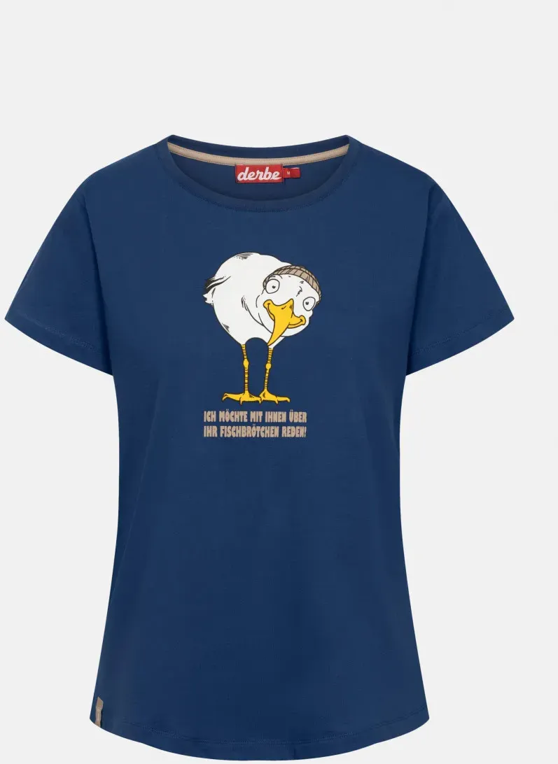 Derbe T-Shirt Brötchenmöwe Damen Blau GOTS Organic
