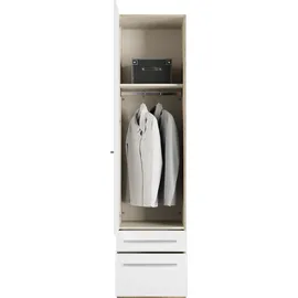 Priess Kleiderschrank PRIESS "Schrank Garderobe Wäscheschrank Barcelona in 5 Breiten", weiß (struktureichefarben hell, weiß), B:48cm H:193cm T:54cm, Holzwerkstoff, Schränke, Kleiderschrank, viel Stauraum, geräumige Schubkästen, mit Spiegel, MADE IN GERMANY