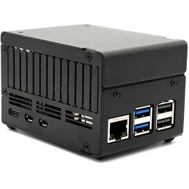KKSB Gehäuse für Raspberry Pi 5 , passend für NVMe HATs, Aluminium, eloxiert, sandgestrahlt, schwarz