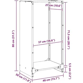 vidaXL Kaminholzregal Wetterfester Stahl 40 x 30 x 80 cm Silberfarben
