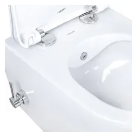 Creavit Design RimOff Hänge WC mit WC-Sitz Weiß spülrandlos