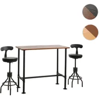 Mendler Set Bartisch + 2x Barhocker HWC-N21, höhenverstellbar drehbar