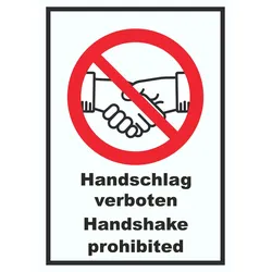 Handschlag verboten Handshake prohibited Schild  Symbol und Text Schild A5 (148x210mm)