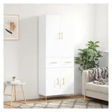 furnicato Sideboard Weißes Highboard aus Holzwerkstoff und Metall 69,5 x 34 x 180 cm (1 St), Stabiler Schrank mit viel Stauraum und Wandhalterung für Wohnzimmer weiß 34 cm x 180 cm x 34 cm