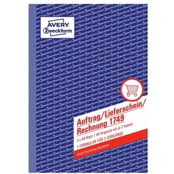 Avery Zweckform Formularbuch »1749« für Auftrag/Lieferschein/Rechnung rosa, 14.8x21 cm