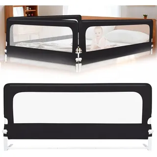 HUOLE Bettgitter klappbar, Bettschutzgitter mit Verstellbarer Gurte, EIN-klick-Faltung, Rausfallschutz Bett 180° faltbar für Boxspringbett, Elternbett, Kinderbett-200 * 70 * 26 cm – schwarz