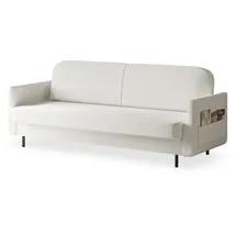 e-meubles Möblo Schlafsofa Weiß, Holzwerkstoff, 3-Sitzer, 221x87x84 cm, Wohnzimmer - Couches, Schlafsofas