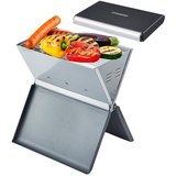 Steinborg Klappgrill Laptopgrill Campinggrill Hitzebeständig schwarz