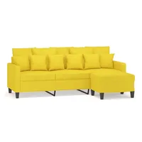 VidaXL 3-Sitzer-Sofa mit Hocker Hellgelb 180 cm Stoff