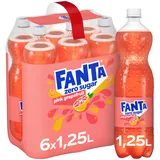 Fanta Zero Pink Grapefruit Limonade – zuckerfreies, kalorienfreies Erfrischungsgetränk mit Grapefruit-Geschmack – 6x 1,25L Einweg PET Flaschen – Vorratspack